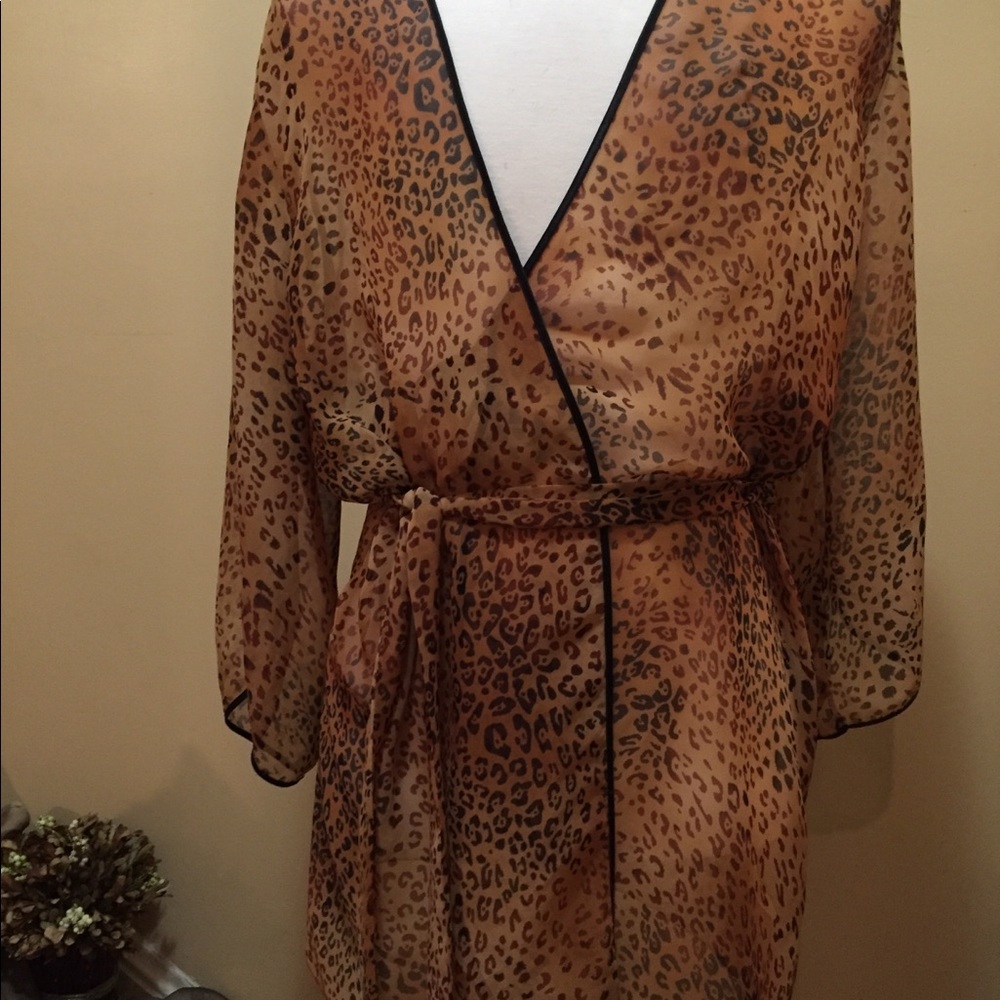 LORD & TAYLOR Animal Print Sheer Robe Cover Up
